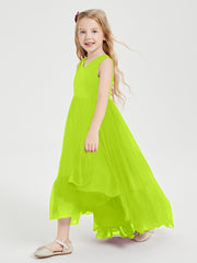 Cascading Skirt Boho Dresses for Junior Bridesmaids Lime Green