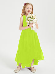 Cascading Skirt Boho Dresses for Junior Bridesmaids Lime Green