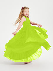 Cascading Skirt Boho Dresses for Junior Bridesmaids Lime Green