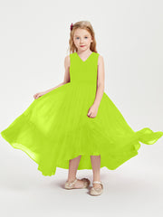 Cascading Skirt Boho Dresses for Junior Bridesmaids Lime Green