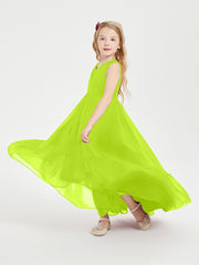 Cascading Skirt Boho Dresses for Junior Bridesmaids Lime Green