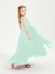 Cascading Skirt Boho Dresses for Junior Bridesmaids Mint Green