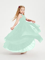 Cascading Skirt Boho Dresses for Junior Bridesmaids Mint Green