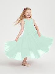 Cascading Skirt Boho Dresses for Junior Bridesmaids Mint Green
