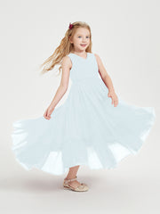 Cascading Skirt Boho Dresses for Junior Bridesmaids Mist