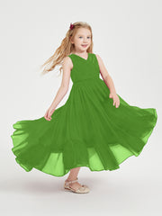 Cascading Skirt Boho Dresses for Junior Bridesmaids Moss