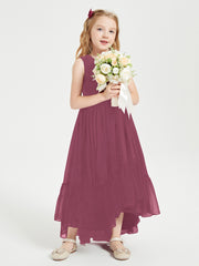 Cascading Skirt Boho Dresses for Junior Bridesmaids Mulberry