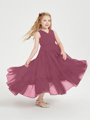 Cascading Skirt Boho Dresses for Junior Bridesmaids Mulberry
