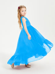 Cascading Skirt Boho Dresses for Junior Bridesmaids Ocean Blue