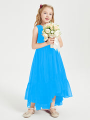 Cascading Skirt Boho Dresses for Junior Bridesmaids Ocean Blue