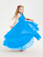 Cascading Skirt Boho Dresses for Junior Bridesmaids Ocean Blue