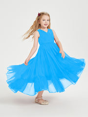 Cascading Skirt Boho Dresses for Junior Bridesmaids Ocean Blue
