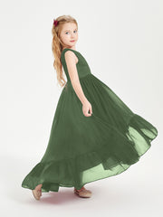 Cascading Skirt Boho Dresses for Junior Bridesmaids Olive Green