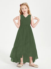 Cascading Skirt Boho Dresses for Junior Bridesmaids Olive Green