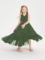 Cascading Skirt Boho Dresses for Junior Bridesmaids Olive Green