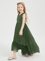 Cascading Skirt Boho Dresses for Junior Bridesmaids Olive Green