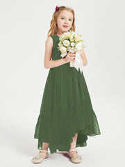 Cascading Skirt Boho Dresses for Junior Bridesmaids Olive Green