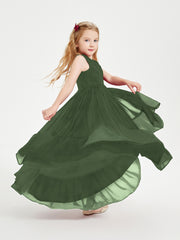 Cascading Skirt Boho Dresses for Junior Bridesmaids Olive Green