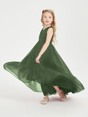 Cascading Skirt Boho Dresses for Junior Bridesmaids Olive Green
