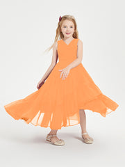 Cascading Skirt Boho Dresses for Junior Bridesmaids Orange