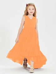 Cascading Skirt Boho Dresses for Junior Bridesmaids Orange
