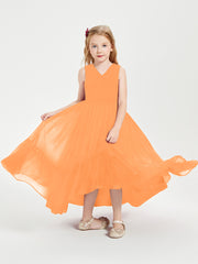 Cascading Skirt Boho Dresses for Junior Bridesmaids Orange