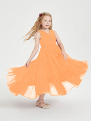 Cascading Skirt Boho Dresses for Junior Bridesmaids Orange