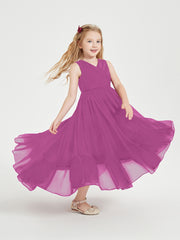 Cascading Skirt Boho Dresses for Junior Bridesmaids Orchid