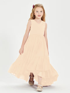 Cascading Skirt Boho Dresses for Junior Bridesmaids Peach