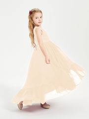 Cascading Skirt Boho Dresses for Junior Bridesmaids Peach