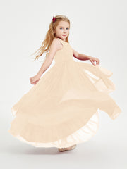 Cascading Skirt Boho Dresses for Junior Bridesmaids Peach