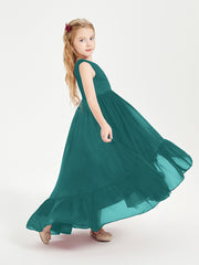 Cascading Skirt Boho Dresses for Junior Bridesmaids Peacock
