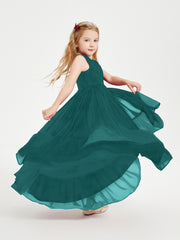 Cascading Skirt Boho Dresses for Junior Bridesmaids Peacock