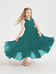 Cascading Skirt Boho Dresses for Junior Bridesmaids Peacock