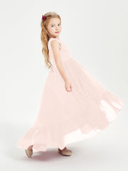 Cascading Skirt Boho Dresses for Junior Bridesmaids Pearl Pink
