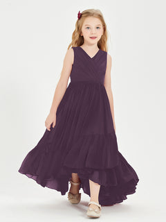 Cascading Skirt Boho Dresses for Junior Bridesmaids Plum