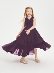 Cascading Skirt Boho Dresses for Junior Bridesmaids Plum