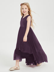 Cascading Skirt Boho Dresses for Junior Bridesmaids Plum