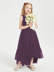 Cascading Skirt Boho Dresses for Junior Bridesmaids Plum