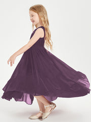 Cascading Skirt Boho Dresses for Junior Bridesmaids Plum