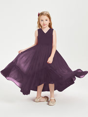 Cascading Skirt Boho Dresses for Junior Bridesmaids Plum