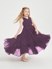Cascading Skirt Boho Dresses for Junior Bridesmaids Plum