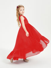 Cascading Skirt Boho Dresses for Junior Bridesmaids Red