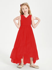 Cascading Skirt Boho Dresses for Junior Bridesmaids Red