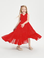 Cascading Skirt Boho Dresses for Junior Bridesmaids Red