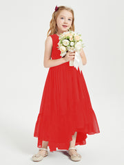 Cascading Skirt Boho Dresses for Junior Bridesmaids Red