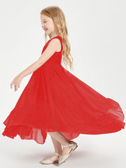 Cascading Skirt Boho Dresses for Junior Bridesmaids Red