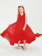 Cascading Skirt Boho Dresses for Junior Bridesmaids Red