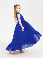 Cascading Skirt Boho Dresses for Junior Bridesmaids Royal Blue