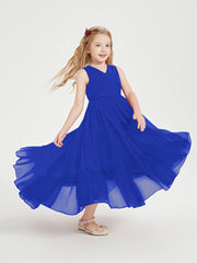 Cascading Skirt Boho Dresses for Junior Bridesmaids Royal Blue